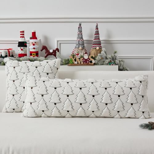 UGASA Star Christmas Decorative Pillow Covers 18x18 Inch Set of 2 Dark Green Q9265