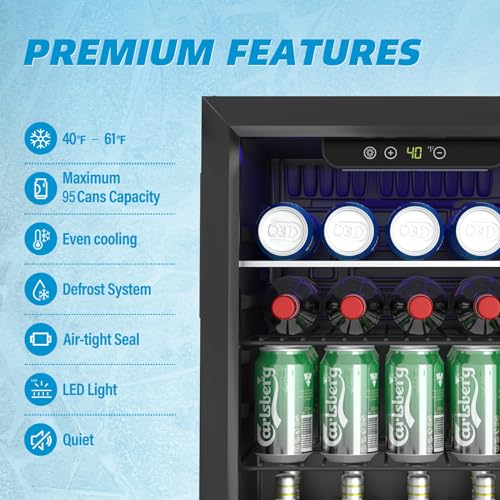 Compact Freestanding Beverage Refrigerator and Skincare Fridge, 0.9 Cu Ft Mini Fridge N768451