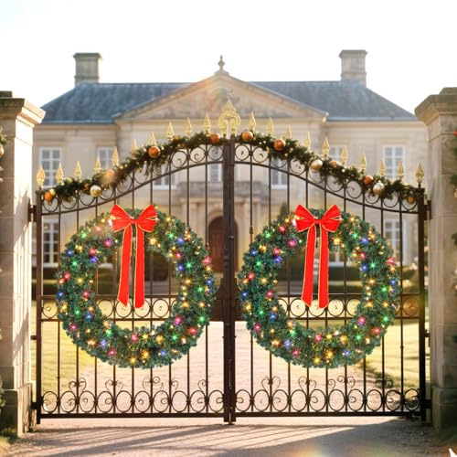VINGLI 48 Inch Pre-lit Artificial Christmas Wreath with 150 LED Lights T885