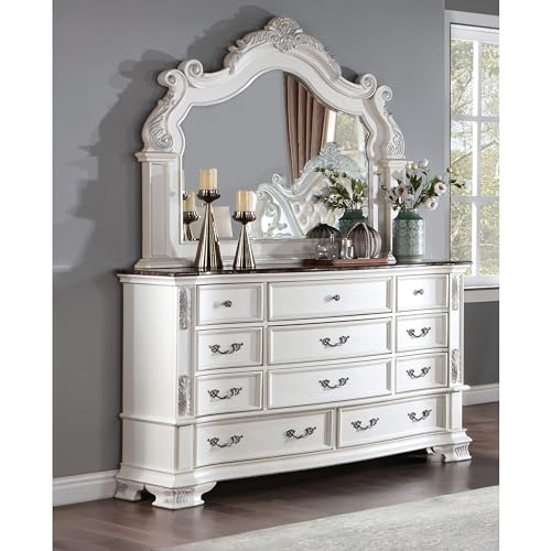 Furniture of America Clairibel Wood 5-Piece Bedroom Set King with Button-Tufted Headboard Z353