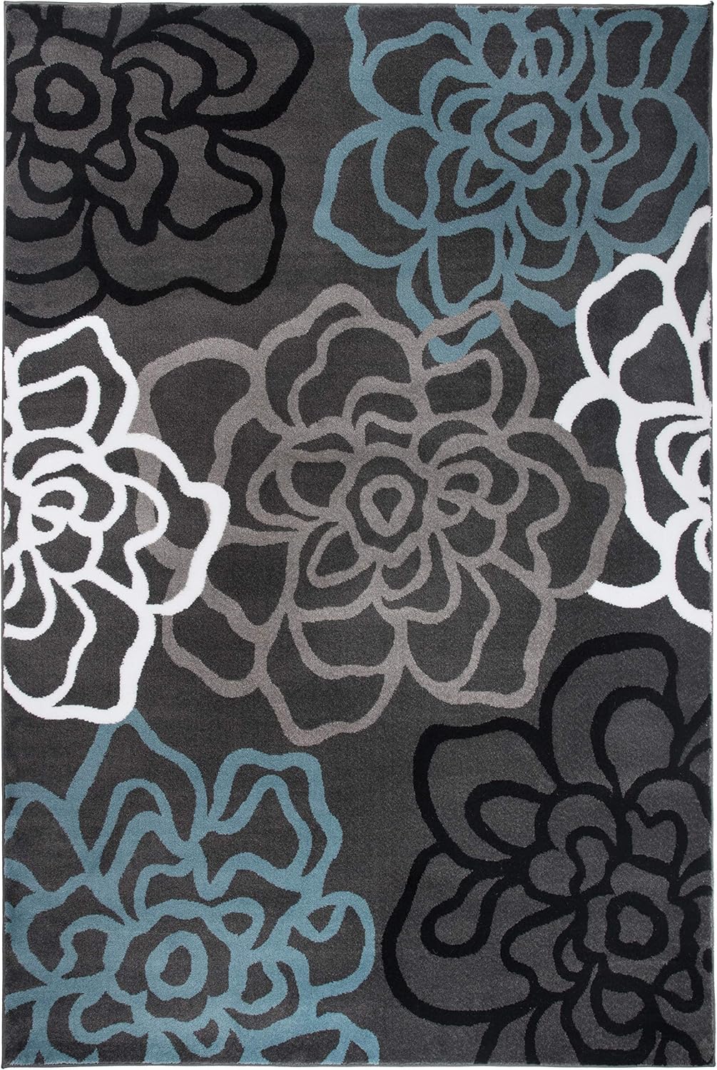 Rugshop Modern Floral Abstract Area Rug 5'3" x 7'3" Gray V95582