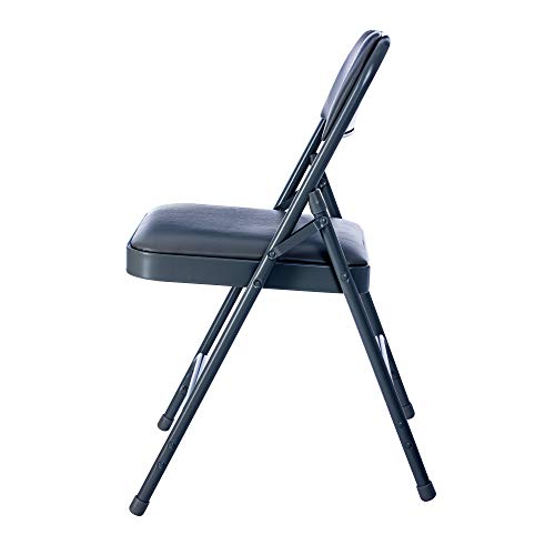 Triple Brace Folding Chair with Vinyl Upholstery, Black N83410
