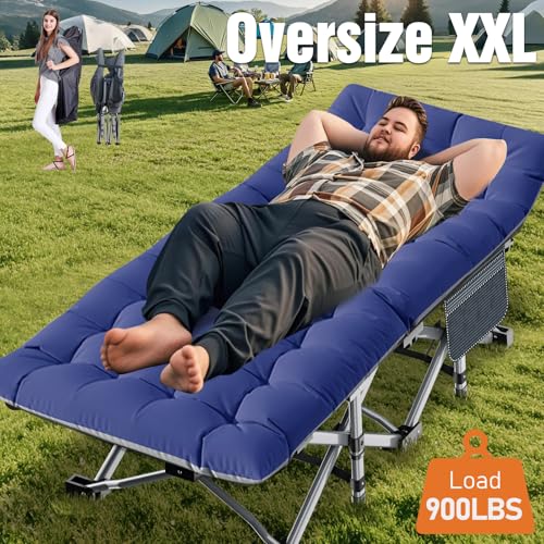 ABORON Oversized Folding Camping Cot for Adults, Double Layer 1200D, with Mat & Carrying Bag S2407