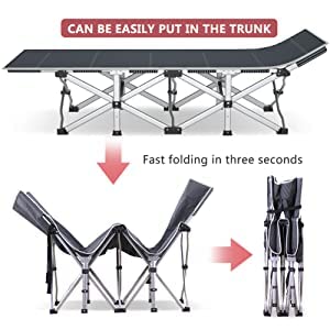 LILYPELLE Folding Camping Cot, Extra Wide Heavy Duty with Carry Bag Z15817