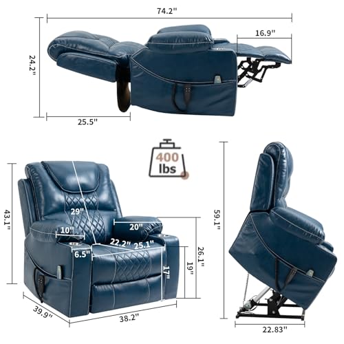 Lift Chair Recliner with Massage and Heat, Heavy Duty for Seniors, Brown V12888