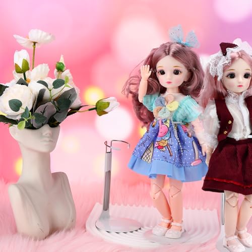 24 Pcs Adjustable Doll Stands for 8"-12" Action Figures (White, Silver) K3185