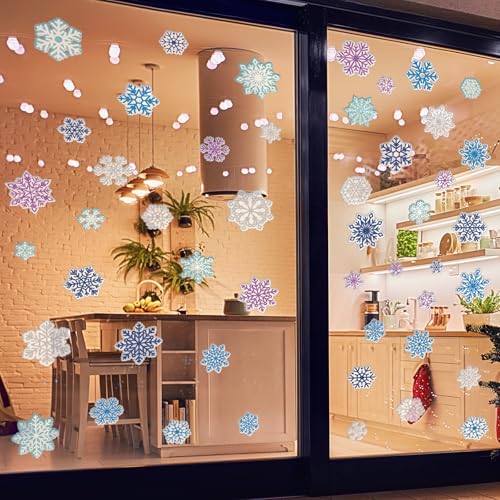 Pickmesh 45 Pcs Christmas Snowflake Window Gel Clings Removable Reusable U3538