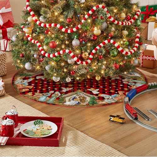 AVOIN colorlife Buffalo Plaid Christmas Tree Skirt 48 Inch R380