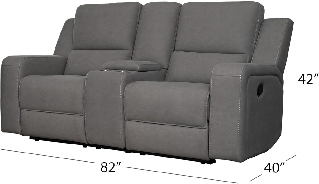 Abbyson Living Margaret 3PC Fabric Manual Reclining Sofa Collection, Charcoal P96648
