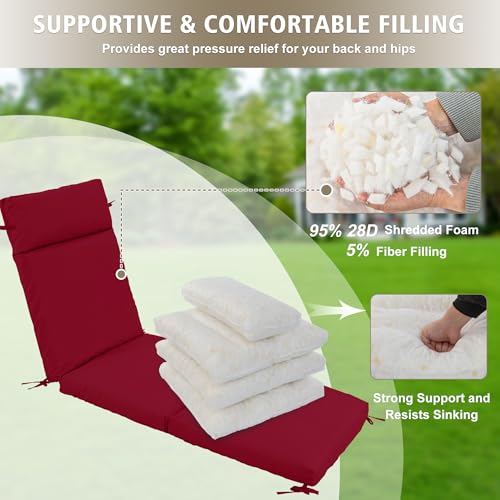 Chaise Lounge Cushion 72x21x3 Inch Set of 2 Outdoor Patio Cream B783089