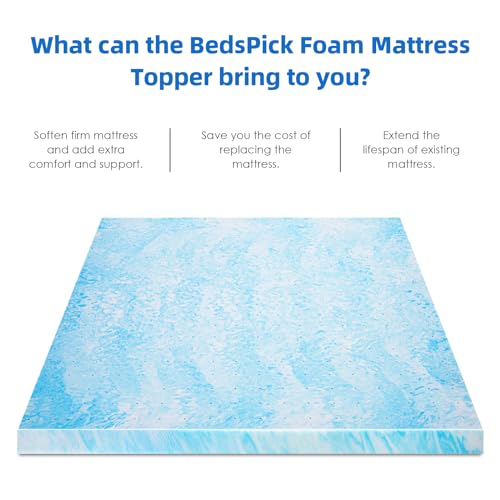 BedsPick 3 Inch Gel Memory Foam Mattress Topper for Twin Size Bed V71618