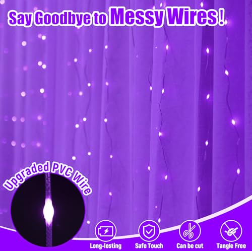 600LED Curtain Lights for Bedroom, Warm White, 8 Modes Y367582