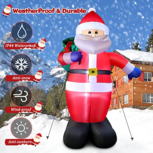 8 FT Christmas Inflatables Santa Claus with Gifts Bag, LED Light, Outdoor Decor F2174