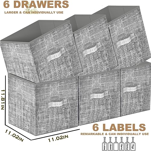Cube Storage Organizer with 6 Printed Bins and Labels Y73983