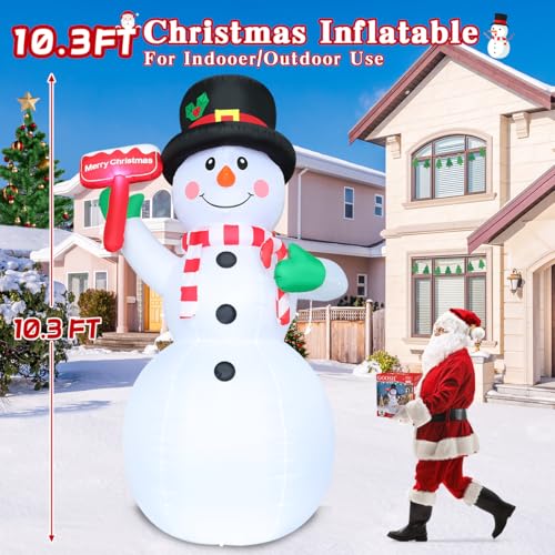 GOOSH 10.3 FT Christmas Inflatables Snowman Outdoor Decoration with LEDs G940