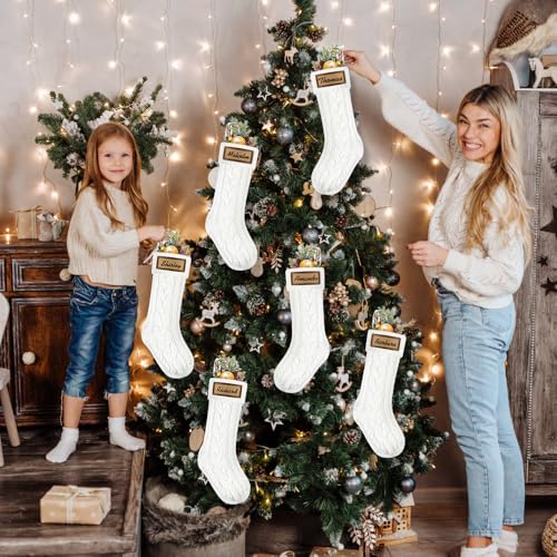 6 Pack Personalized Christmas Stockings 18in Knitted with Leather Patches Red and White F78226