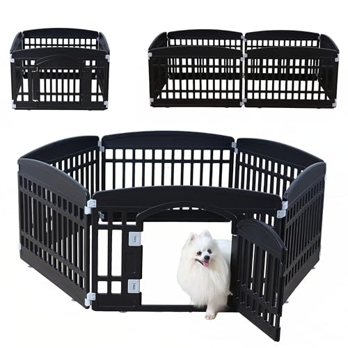 Pet Playpen for Dogs Heavy Plastic Exercise Pen Indoor Outdoor Folding Cage 6 Panels White L83956