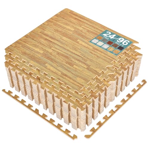 Sorbus Wood Grain EVA Interlocking Floor Mats with Borders J287