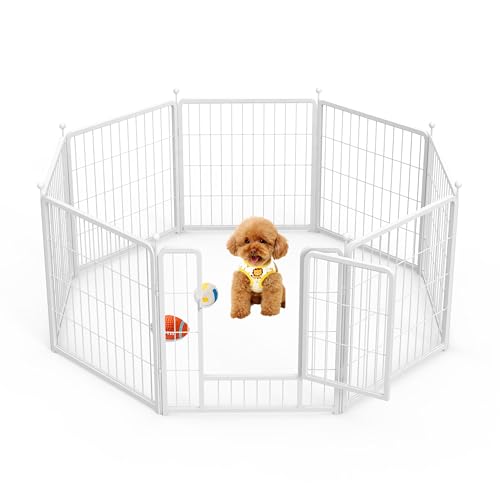 HealSmart Dog Playpen Indoor 32" Height 8 Panels for Small/Medium Dogs, Black J454