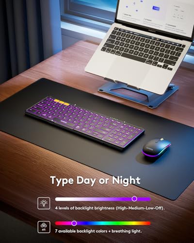 Samsers Foldable Bluetooth Keyboard and Mouse Combo, 2.4G + BT5.0, USB-C Rechargeable, for Windows Android iOS Mac OS N54454