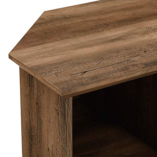 Walker Edison Modern Wood Corner TV Stand with Glass Doors, 48 Inch, Rustic Oak Y4496