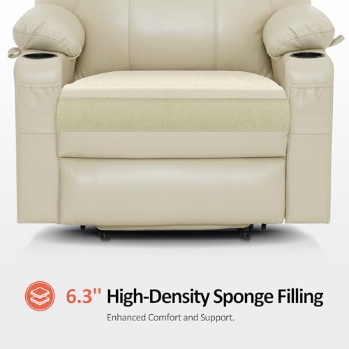MCombo Power Lift Recliner Chair for Elderly with Heat and Massage, Faux Leather, Black V60394