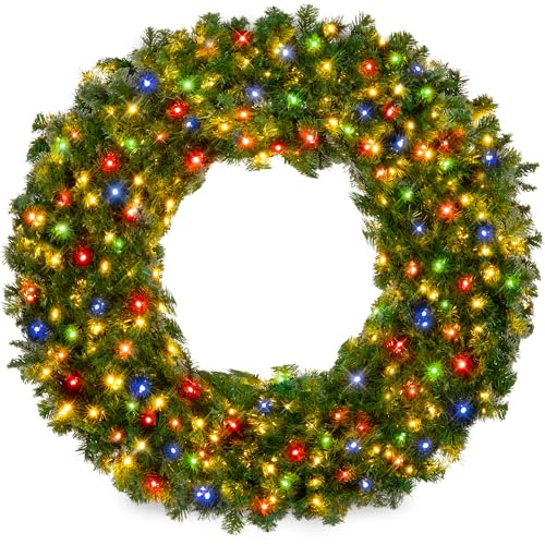 Best Choice Products 60in Pre-Lit Fir Christmas Wreath with 300 LED Lights E577048