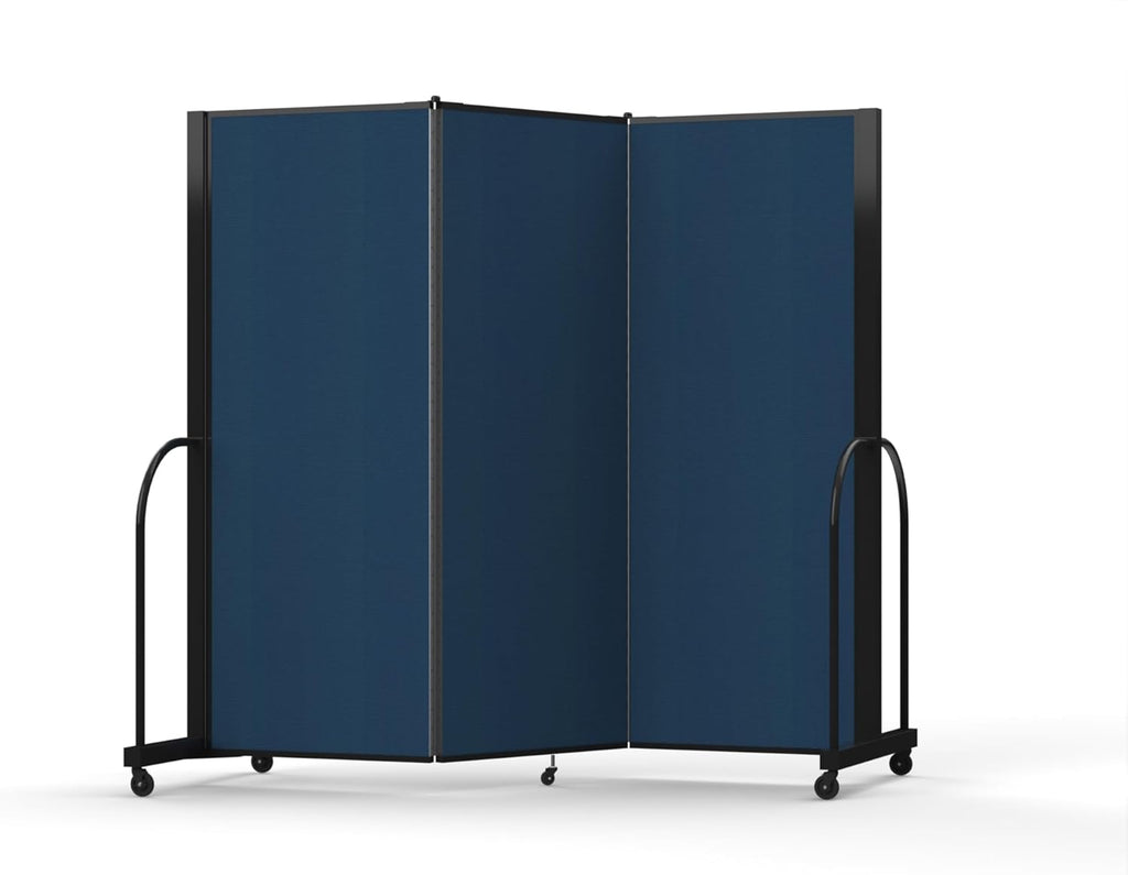 Room Divider with Metal Frame, Folding Portable Partition, 7'6" x 8'7", Navy O78716