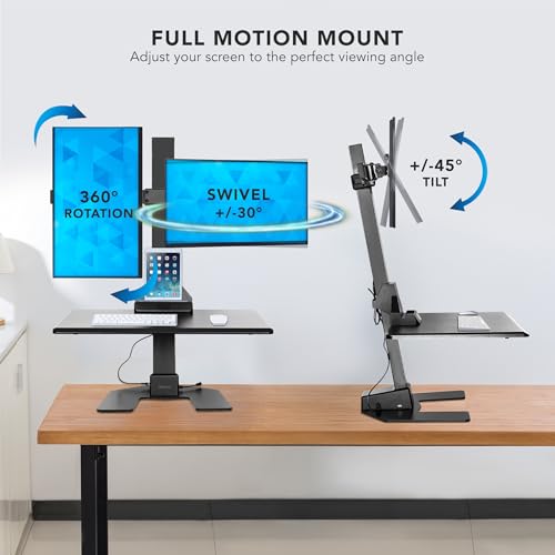 Mount-It! Electric Standing Desk Converter - Motorized Sit-Stand Desk Riser with Monitor Mount, 32" V46023