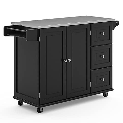 homestyles Mobile Kitchen Island Cart with Stainless Steel Top, Sage Green J6213
