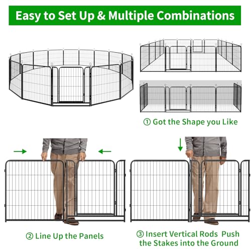 Dog Playpen Outdoor Extra Wide 12 Panels Heavy Duty 40" Height with Doors Portable G77703