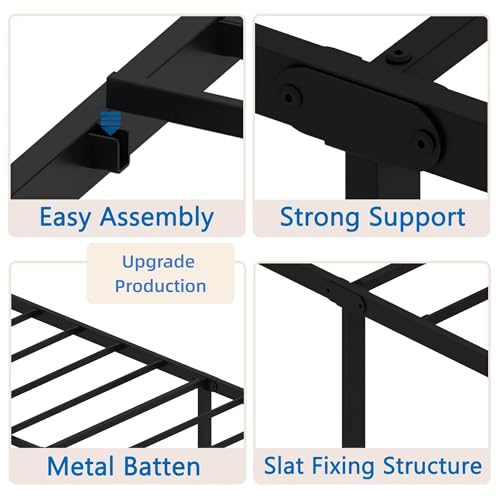 Full Size Metal Platform Bed Frame with Headboard, Black U138819