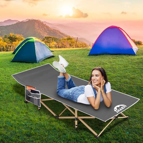 Camping Cot with Mattress, Portable Folding Bed with Carry Bag for Adults C4766