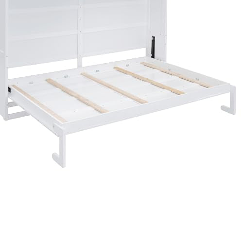 Full Size Murphy Bed with Storage Cabinet, White X533