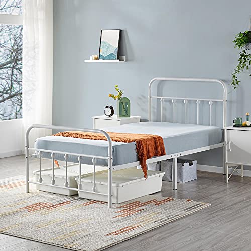 Yaheetech Classic Metal Platform Bed Frame with Victorian Headboard, Full Size Black T81083