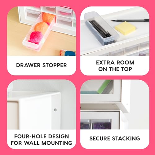 IRIS USA Plastic Drawer Storage Organizer, 24-Drawer Cabinet, White L6685