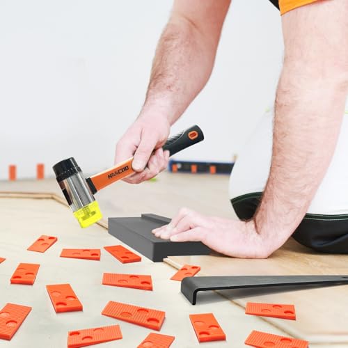 NAACOO Tapping Block for Vinyl Plank Flooring, Double Sided with Notches, Pull Bar, 40Pcs Floor Spacers, Rubber Mallet E7352
