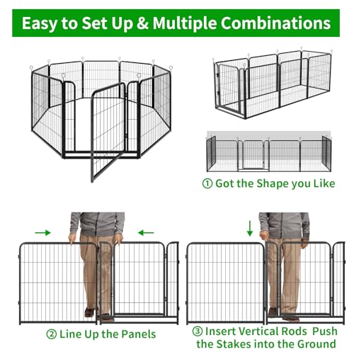 Dog Playpen Outdoor Extra Wide 12 Panels Heavy Duty 40" Height with Doors Portable G77703
