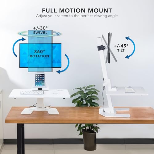 Mount-It! Electric Standing Desk Converter - Motorized Sit-Stand Desk Riser with Monitor Mount, 32" V46023