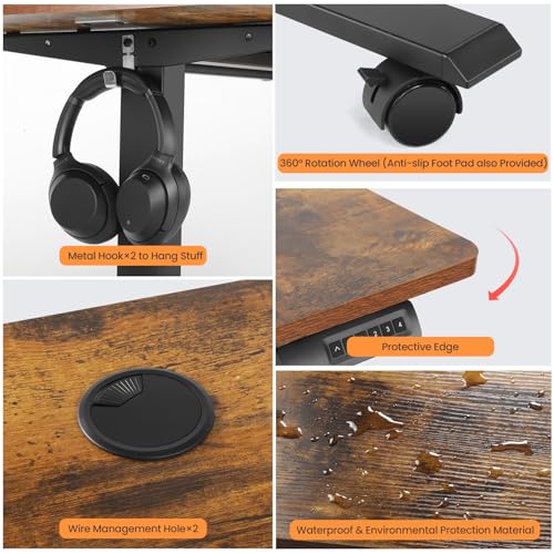 Electric Standing Desk with Charging Station, Oak W842676