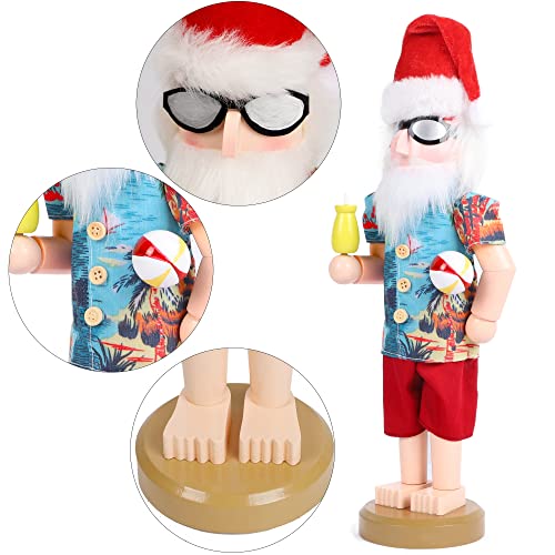 Joliyoou Christmas Nutcracker Figures 14 Inch Wooden Santa in Hawaii Decor C87534