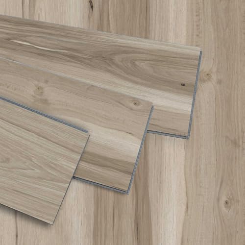 Interlocking Luxury Vinyl Flooring Wood-Look Planks SPC Rigid Core Waterproof Hickory Q852539