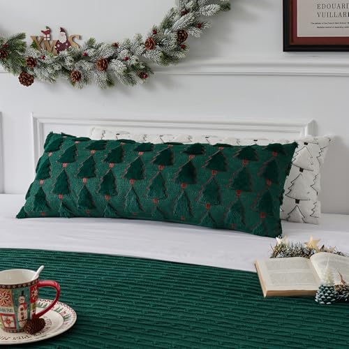 UGASA Star Christmas Decorative Pillow Covers 18x18 Inch Set of 2 Dark Green Q9265