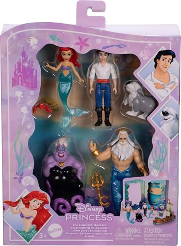 Mattel Disney Princess Ariel Mermaid Doll Story Set with 4 Small Dolls L7255