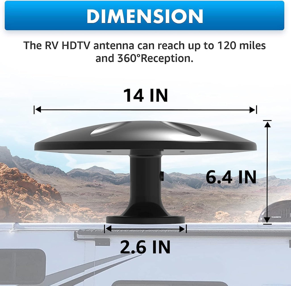 Outdoor TV Antenna 360° Omni-Directional 100+ Miles Range 4K Ready HDTV with 32ft Coax Cable Z275