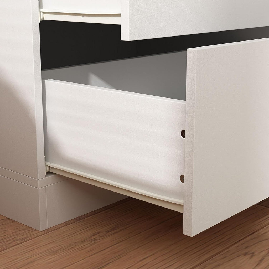 Tall Wooden Wardrobe Armoire 4-Door 2-Drawer White L364713
