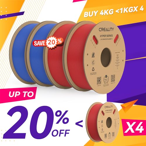 Creality Hyper PLA Filament 1.75mm High Speed 3D Printer Filament, 4 Pack 1kg Spool, Black & White K3786