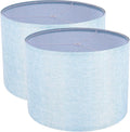 Lamp Shades Set of 2, Drum Lampshade for Table Lamps Floor Lamp, 13" Top X 13" Bottom X 10" High Blue Large Line Fabric Lamp Shades, Easy Assembly Replacement Lampshades