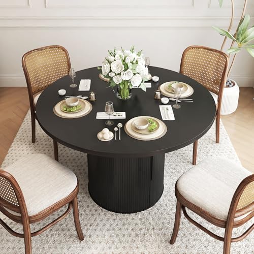 47 inch Round Dining Table with Storage Shelf (Walnut) N502088