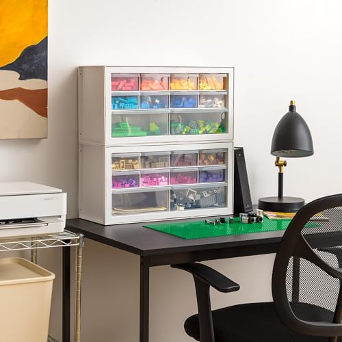 IRIS USA Plastic Drawer Storage Organizer, 24-Drawer Cabinet for Crafts Hardware Tools - Black I685821